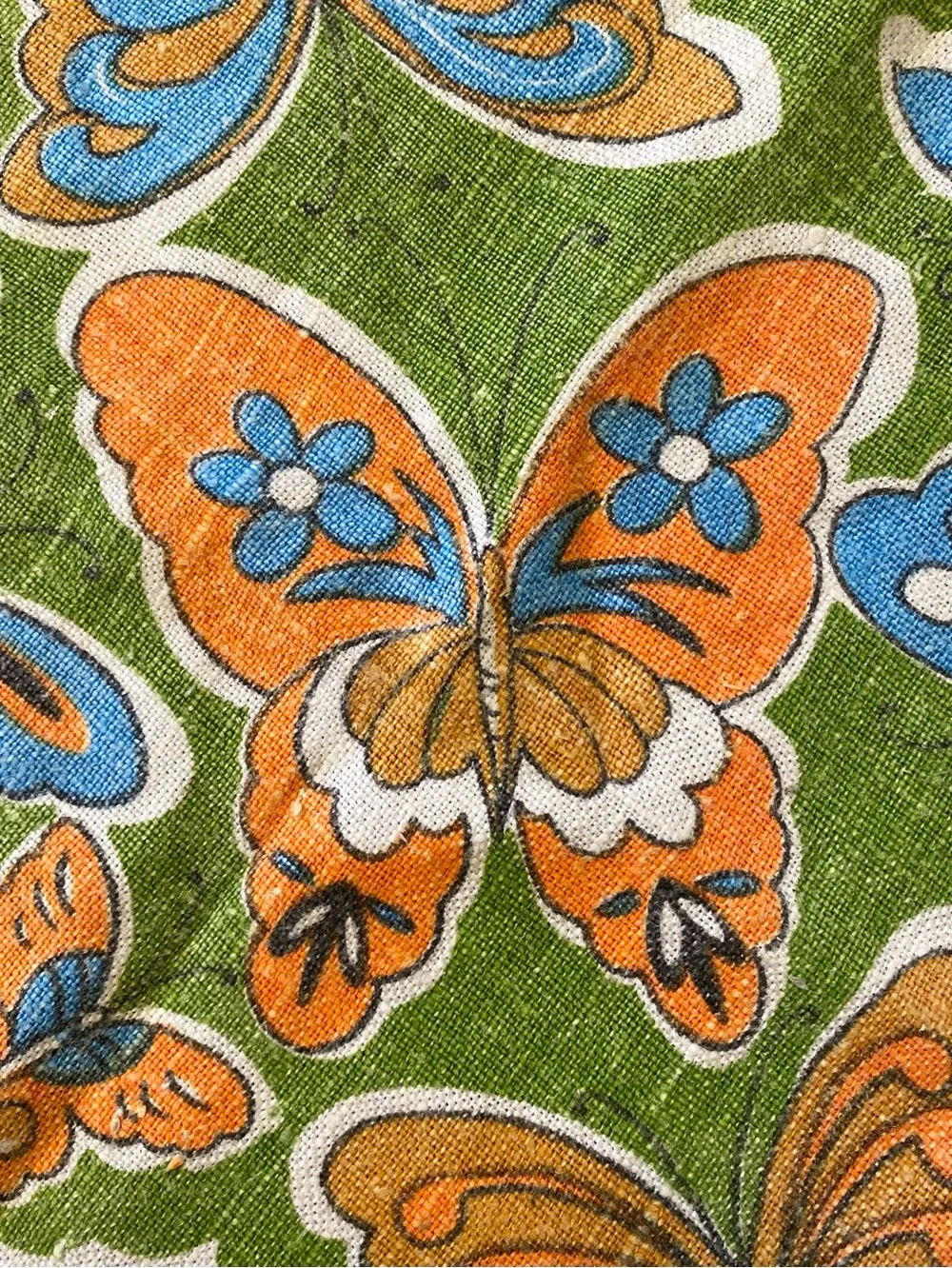 VTG 60s 70s Linen Retro Kitschy Dish Towel Hippie Butterflies